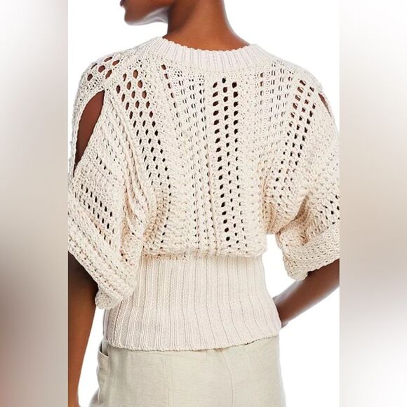 IRO Paris Enata Open Knit Sweater in Sand Small - Picture 2 of 7